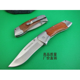 Pear wood double steel head knife folding knife    UDTEK01953